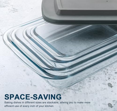 Glass baking dish with easy-grip handles