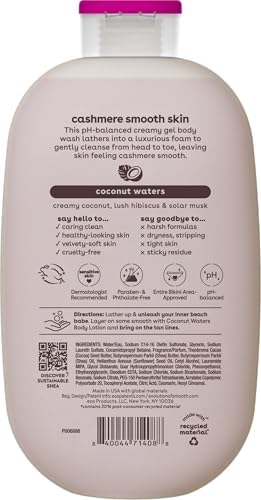Close up of eos cashmere body wash label
