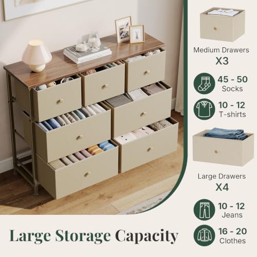 Dresser drawers showing storage capacity