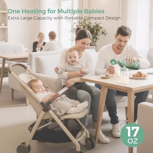 Side profile of Momcozy Gradual Green bottle warmer
