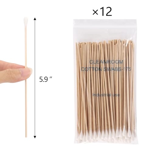 BTYMS long cotton swabs showing 6 inch wooden stick length