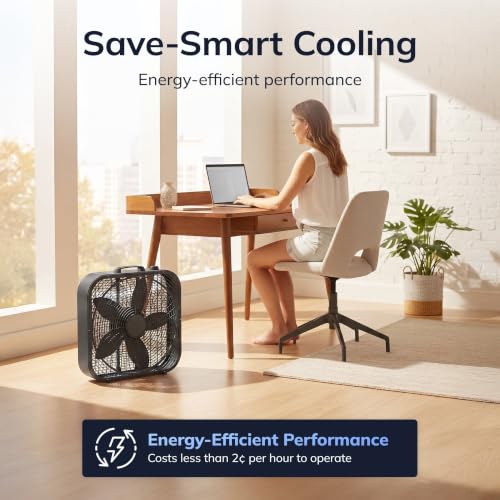TrioBliss Store fan placed on a room floor