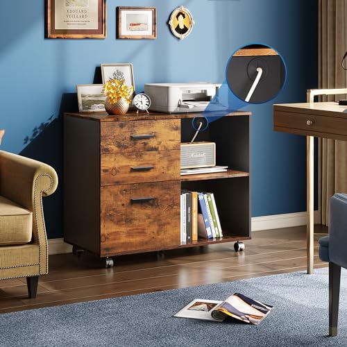 DEVAISE lateral filing cabinet with drawers open
