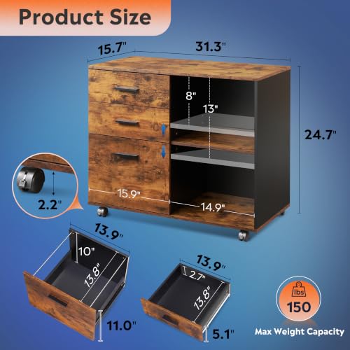 DEVAISE file cabinet with open shelf and top surface