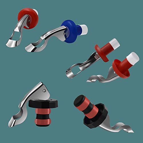 Four assorted color bottle stoppers in kitchen
