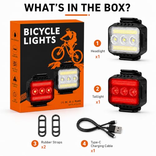 Complete TioyFiuy bike light 2Pack box contents