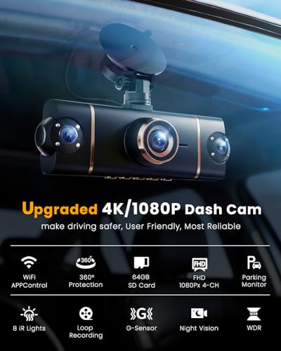 XYGCACO dash cam 3-inch IPS display