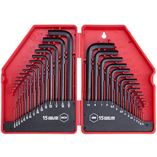 EFFICERE 30-Piece Hex Key Allen Wrench Set in red case