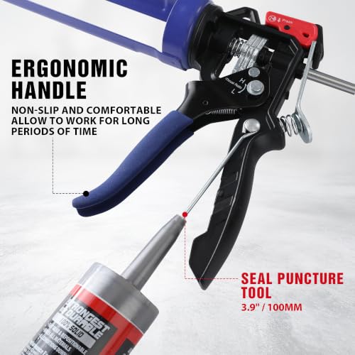 Smooth plunger rod on WORKPRO heavy duty caulking gun