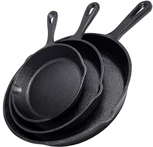 Simple Chef 3-Piece Cast Iron Skillet Set