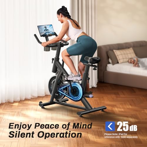 Stationary bike silent belt drive system