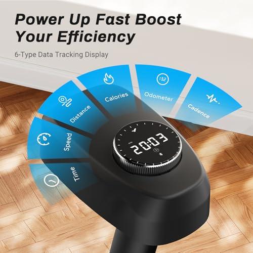 Exercise bike with LED monitor displaying metrics