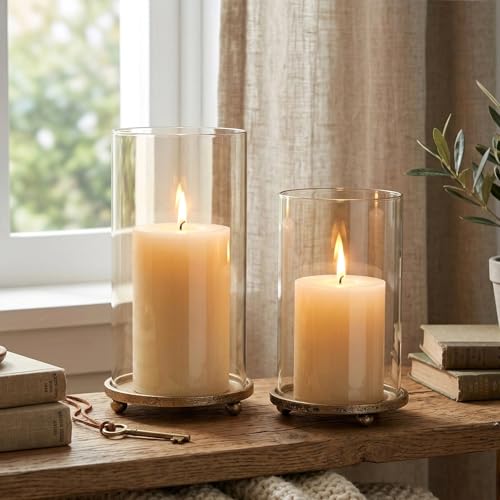 Saiguomi gold hurricane candle holders set of two