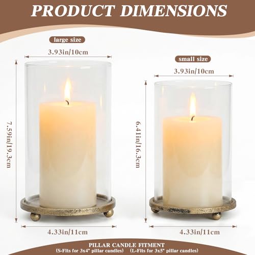 Saiguomi candle holders with glass sleeves on mantel