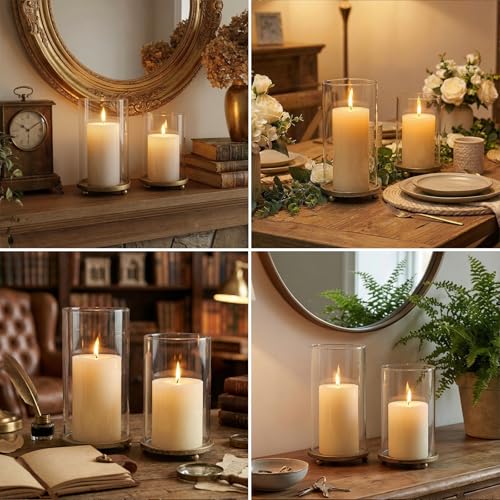 Saiguomi gold candle holders with LED pillar candles