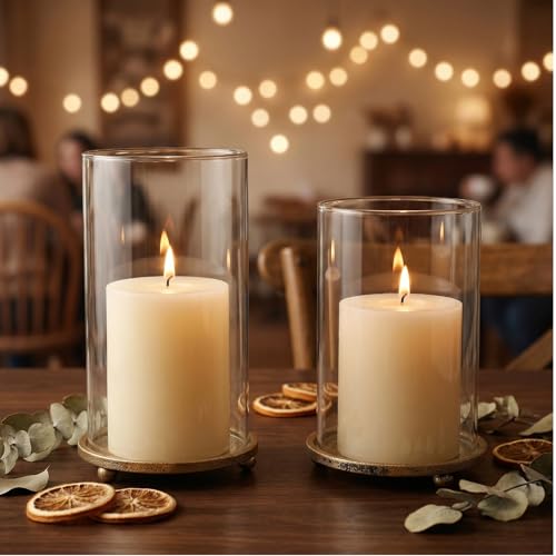 Side view of Saiguomi 6.6-inch gold metal candle stand