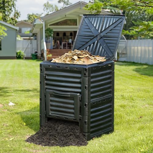 Assembled black garden compost bin