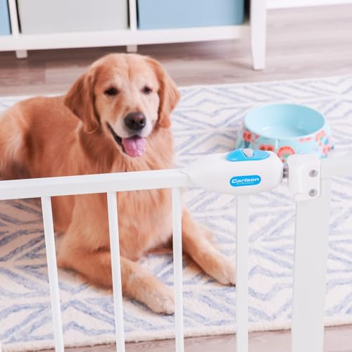Close up of walk-through pet gate latch