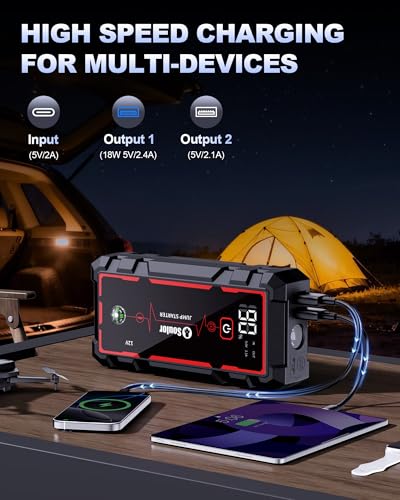 Compact jump starter inside storage bag
