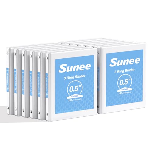 SUNEE 12-pack white 1/2 inch binders
