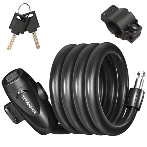 Titanker 4ft Coiled Bike Lock in black