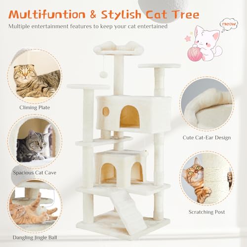 Two cat condos on Sweetcrispy 54-inch tower