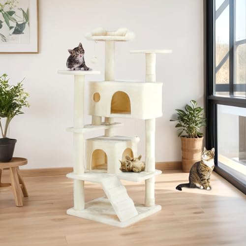 Sweetcrispy cat tree with dangling toy balls