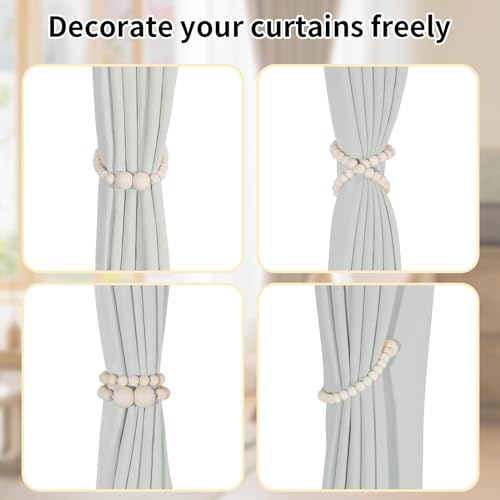 KLOGTSIND wood bead curtain tiebacks elastic stretch