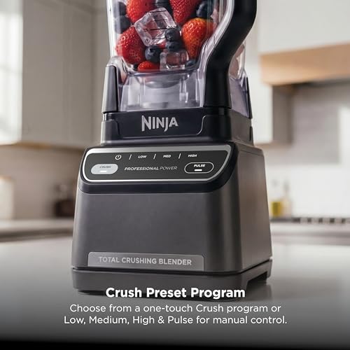 Side profile of Ninja BR201AMZ black blender