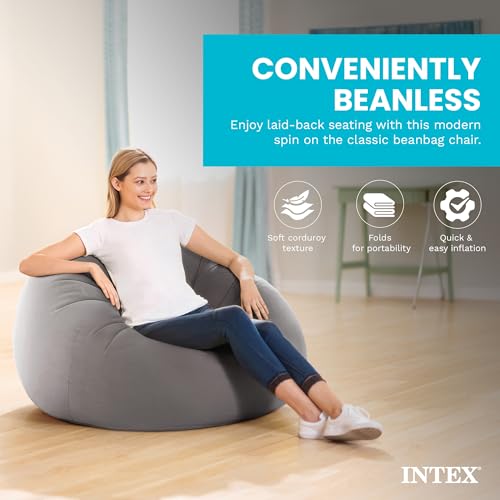 Top view of grey inflatable beanless chair