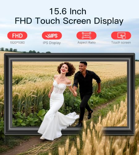 Rear view of BIGASUO 15.6-inch digital photo frame