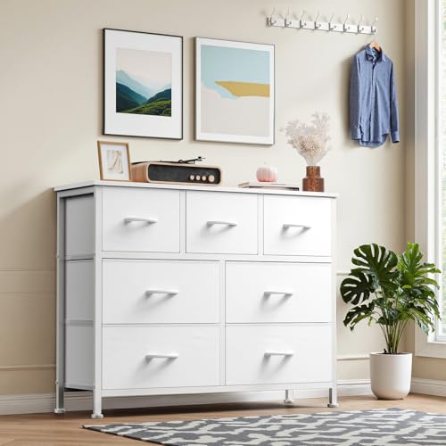 Atilioo white fabric storage tower close up of drawers