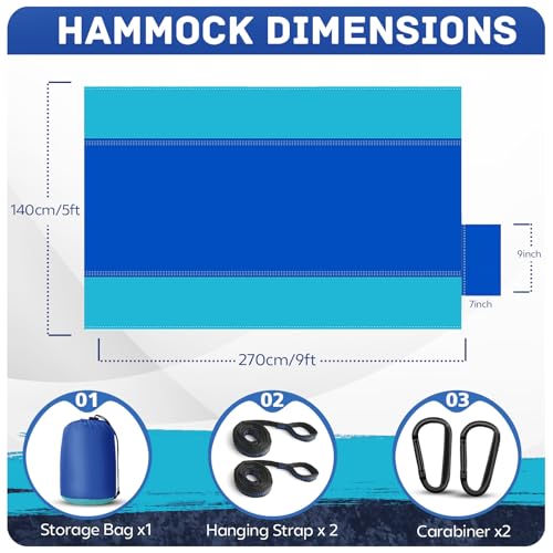 Side view of PUPTILY portable nylon hammock