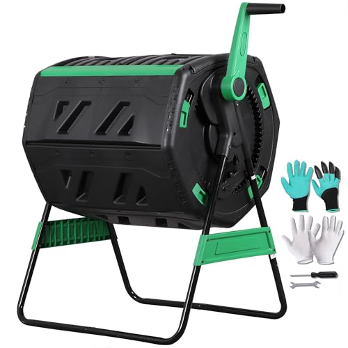 F2C 53-Gallon Dual Chamber Compost Tumbler black finish