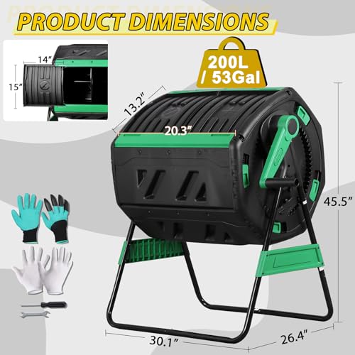 F2C 53-Gallon bin rotating for composting