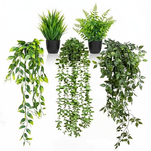 GOEJGSDJ 5 Pack Fake Plants set overview