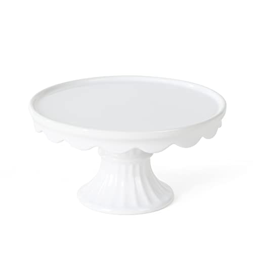 Martha Stewart Patterson 10-inch white stoneware cake stand