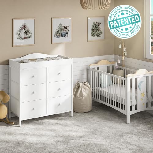 BOLUO white nursery dresser with changing top