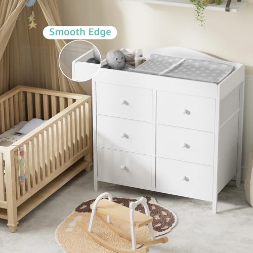 Detailed view of BOLUO 6-drawer baby dresser storage