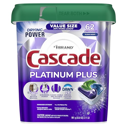 Cascade Platinum Plus Dishwasher Pods 62 Count box front