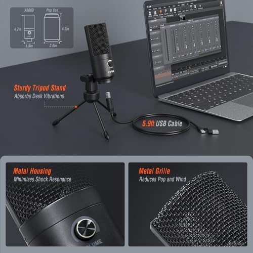 FIFINE K669B mounted on desktop stand