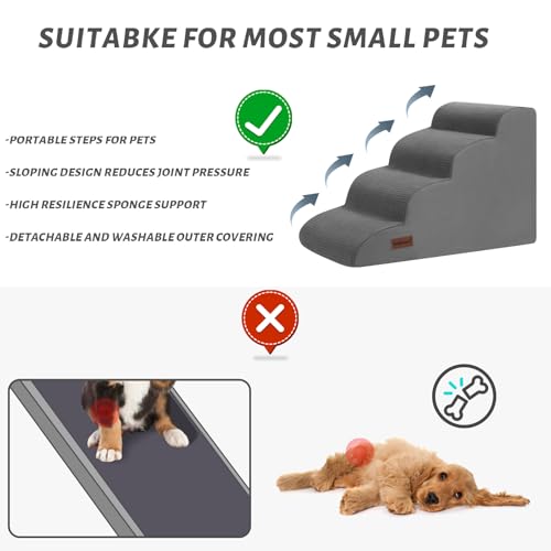 Full grey Aodisman 4-step pet stair unit