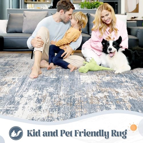 XLUEZ area rug in a modern living room