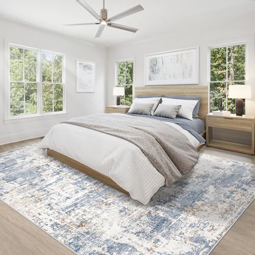 Blue washable rug for kids playroom