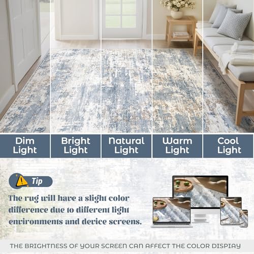XLUEZ abstract rug in a dining room setting