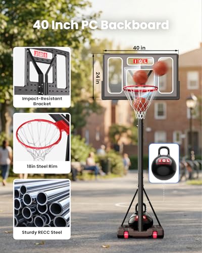 Front view of the 40-inch shatterproof basketball backboard