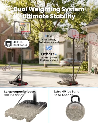Side profile of the outdoor basketball system