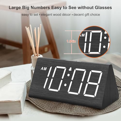 Large LED digits on DreamSky wood alarm clock