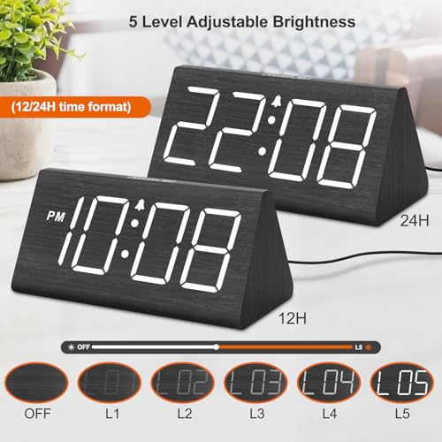 Side profile of DreamSky black digital clock