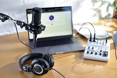 Front view of black AT2020 microphone